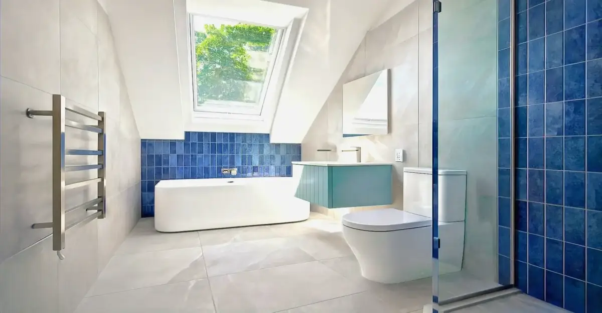 Porcelain tile and onyx stone installation