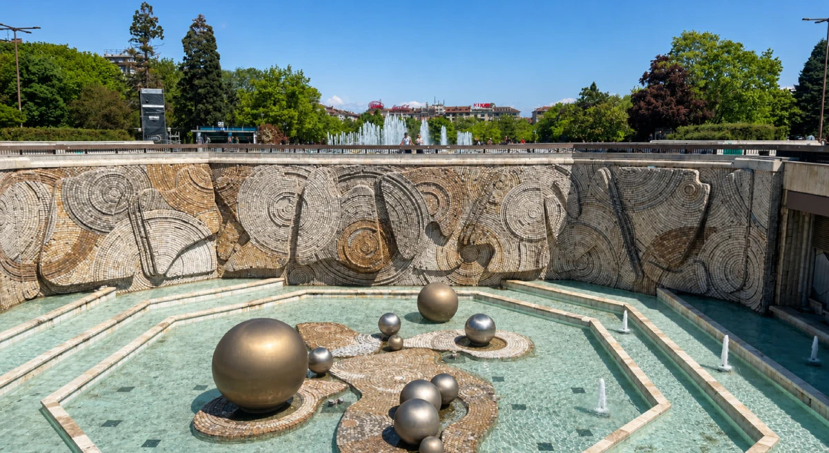 Monumental stone mosaic fountain, Sofia, Bulgaria