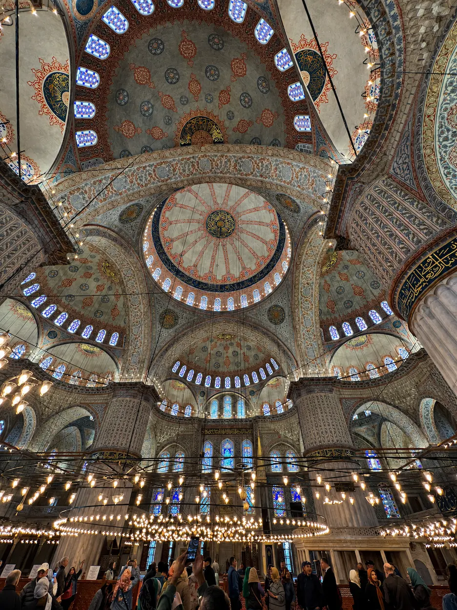 Interior of the Blue Mosque, Istanbul — Ottoman domes and tilework