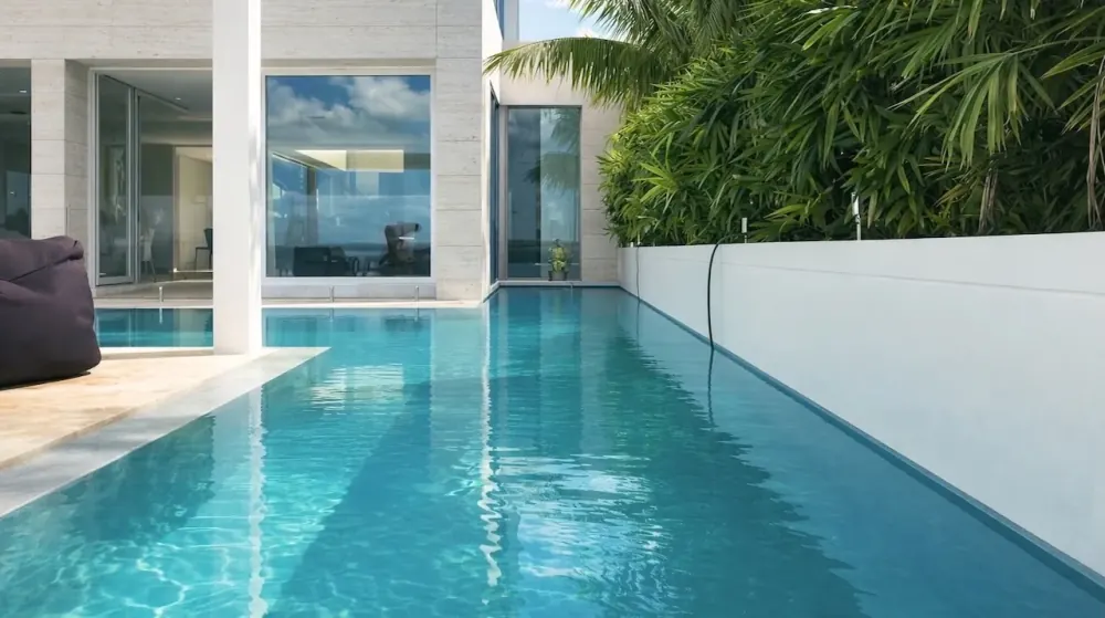 Pool mosaic tiling at an architectural residence