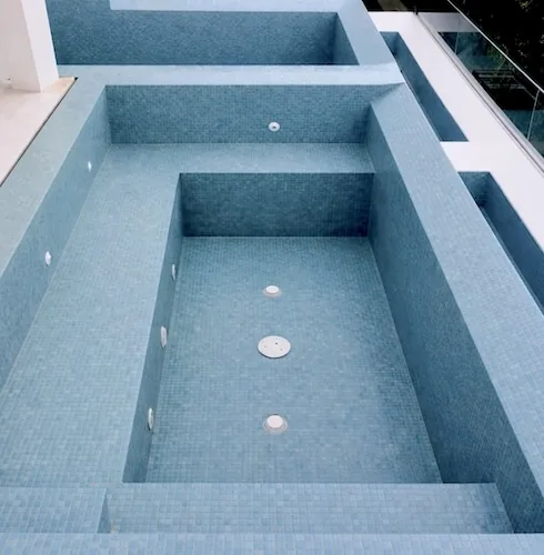 Mosaic tiled spa pool installation