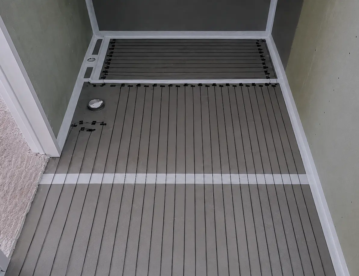 Underfloor heating wire installation by KiwiTile